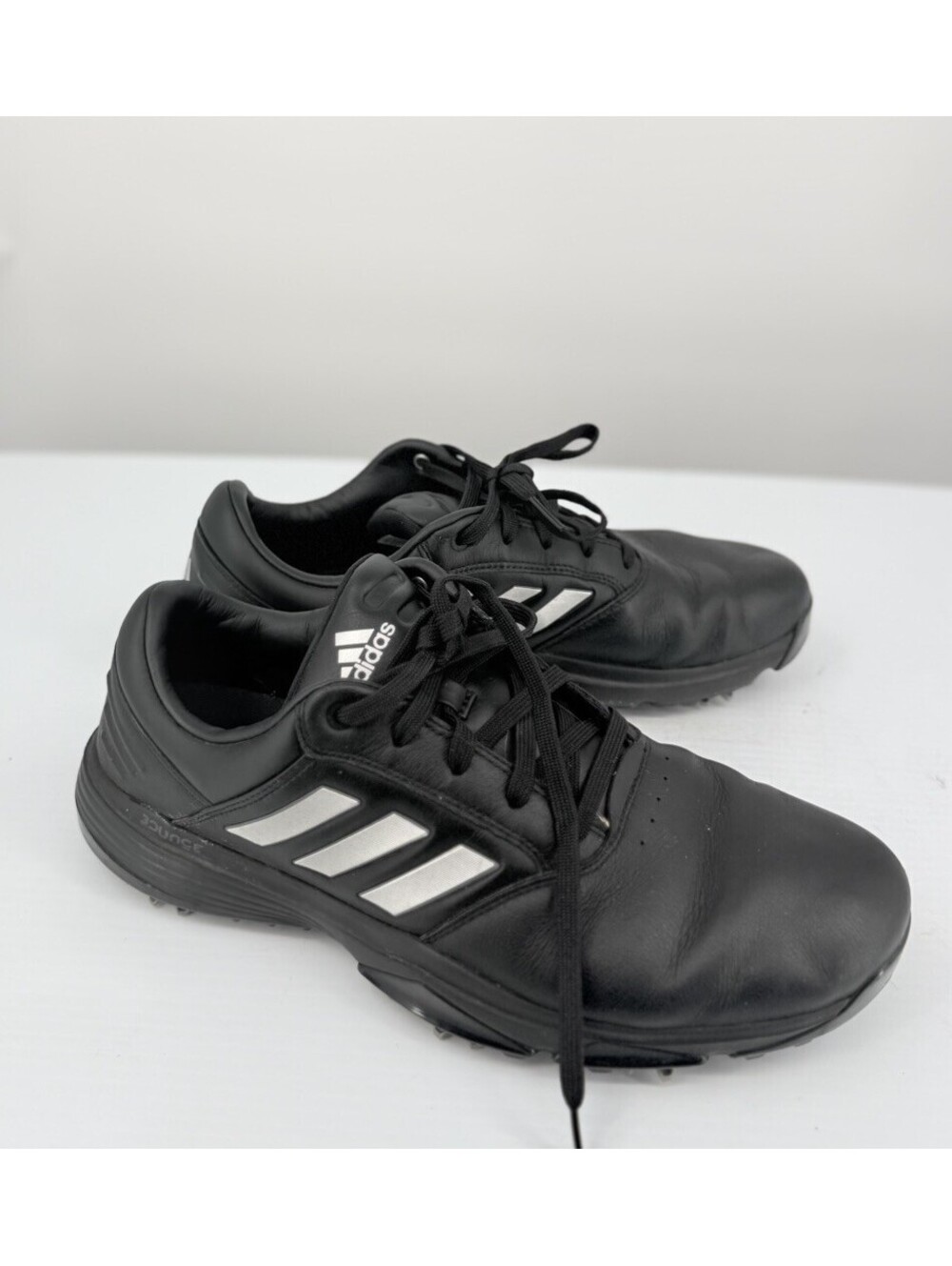 Adidas 360 Bounce II Golf Shoes Men 11 Black Silver Leather Spiked EF5574